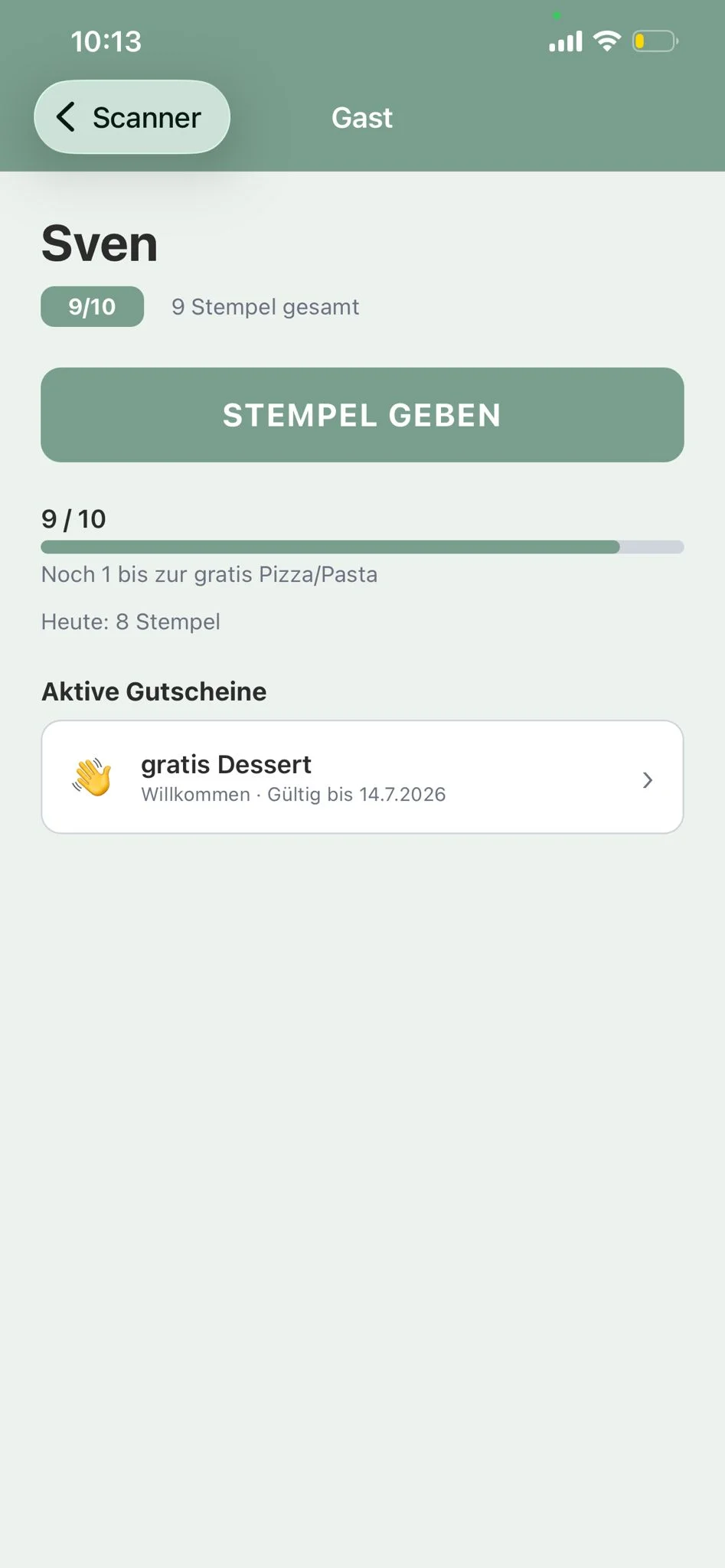 Service-App — Gast-Profil